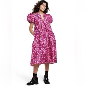 Kika Vargas x Target XXS Dress Mum Floral Tiered Ruffle Edge Puff Sleeve NWOT